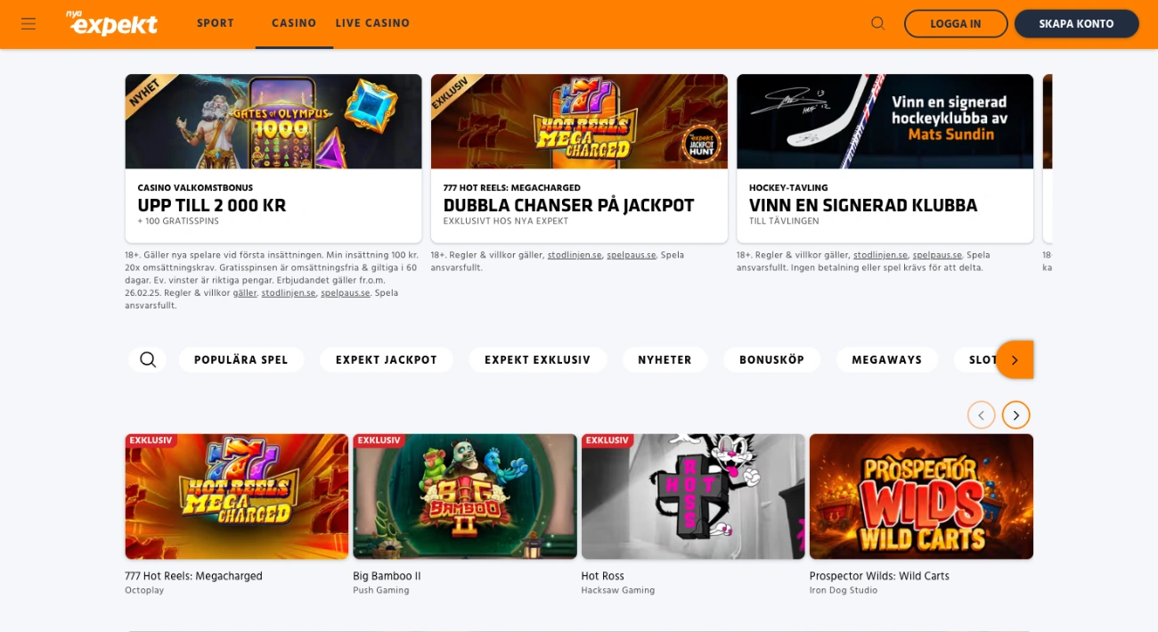 Nye Expekt casino Sverige