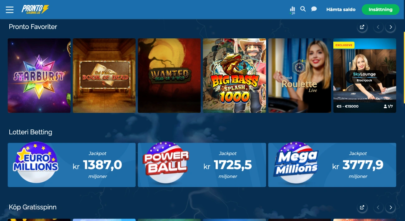 Pronto casino Sverige